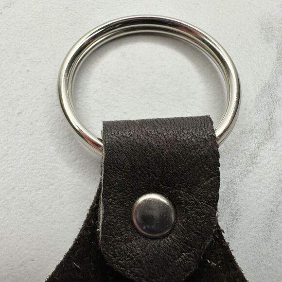 Soft Brown Leather Keychain Keyring - Picture 7 of 8